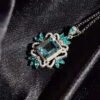Luxury Aquamarine Simulated Zircon Pendant - High-End, Luxury & Light Luxury Trendy Necklace_Auragemd