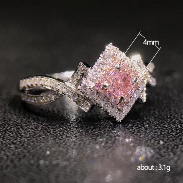 Creative Cross-Wrapped Pink Diamond Zircon Ring - Women's Daily Versatile Jewelry_Auragemd
