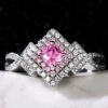 Creative Cross-Wrapped Pink Diamond Zircon Ring - Women's Daily Versatile Jewelry_Auragemd