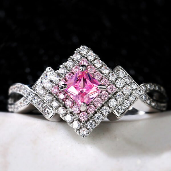 Creative Cross-Wrapped Pink Diamond Zircon Ring - Women's Daily Versatile Jewelry_Auragemd