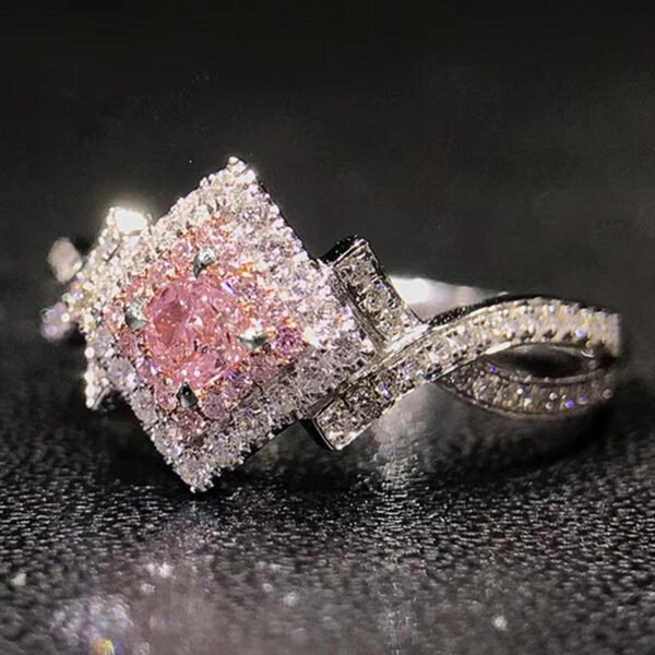 Creative Cross-Wrapped Pink Diamond Zircon Ring - Women's Daily Versatile Jewelry_Auragemd