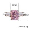 New Style Jewelry - Fashionable Square Pink Diamond Zircon Ring for Women, Sweet and Romantic Bridal Wedding Ring_Auragemd