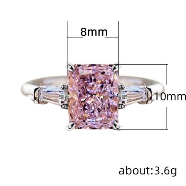 New Style Jewelry - Fashionable Square Pink Diamond Zircon Ring for Women, Sweet and Romantic Bridal Wedding Ring_Auragemd