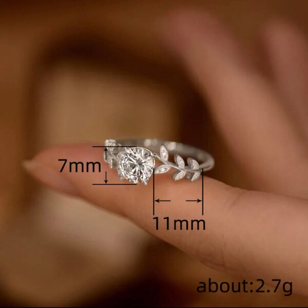 Floral Ring - Laurel Branch Simulated Moissanite Fresh Style Ring, Lady's Flower Ring_Auragemd