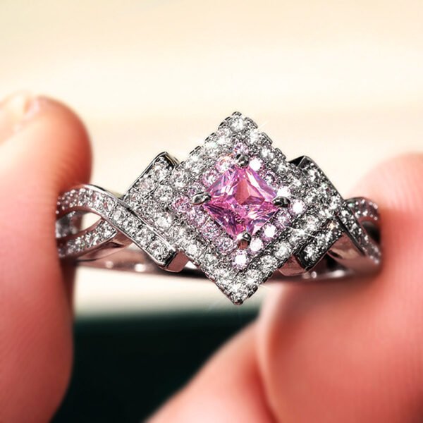 Creative Cross-Wrapped Pink Diamond Zircon Ring - Women's Daily Versatile Jewelry_Auragemd