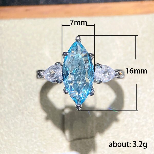 Copper-Set Light Blue Marquise-Cut Zircon Wedding Ring - Women's Jewelry_Auragemd
