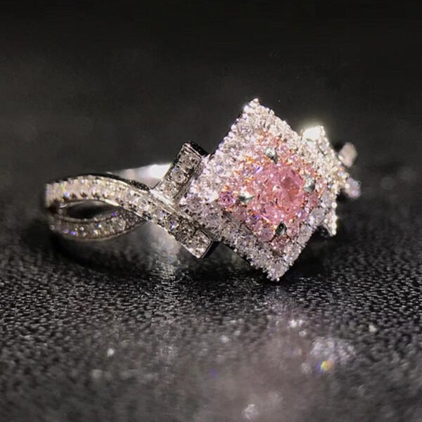 Creative Cross-Wrapped Pink Diamond Zircon Ring - Women's Daily Versatile Jewelry_Auragemd