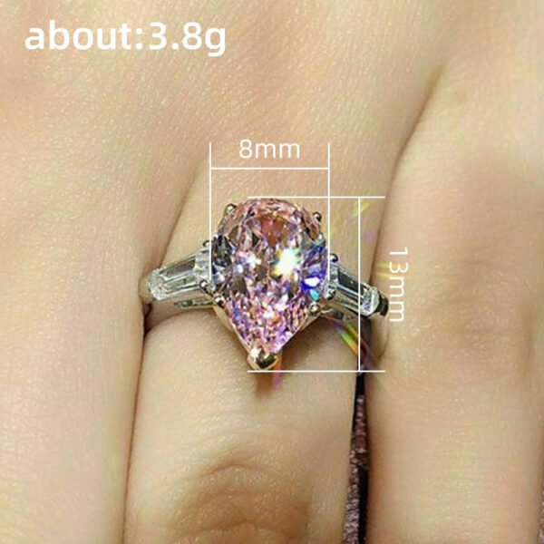 Women's Minimalist Pink Teardrop Pear-Shaped Zircon Ring - High-End Banquet Wedding Ring_Auragemd