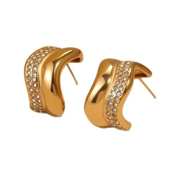 Elegant Geometric Diamond Stud Earrings Light Luxury Design Sense