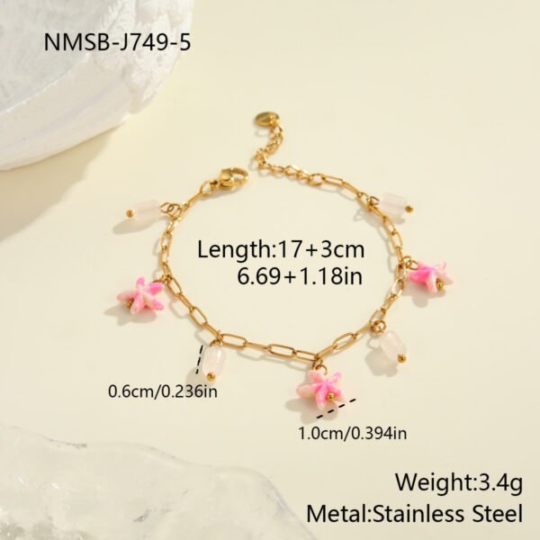 Colorful Starfish Stainless Steel Necklace Non-fading Ocean Style Bracelet
