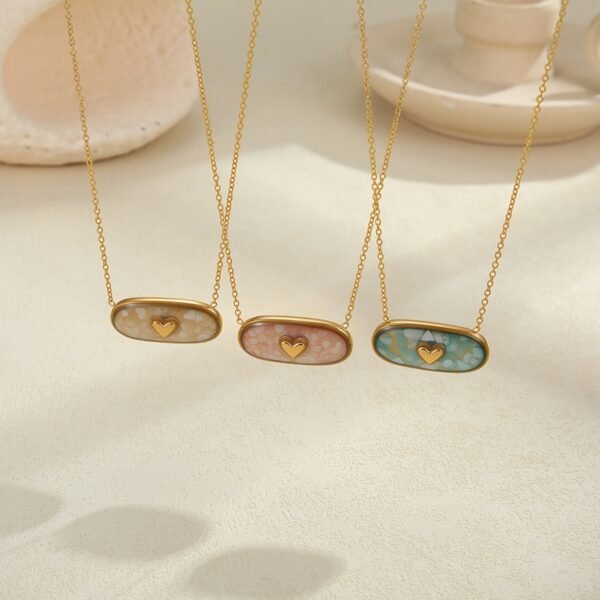 Love Heart-shaped Oil Dripping Stainless Steel Plated 18K Gold Necklace