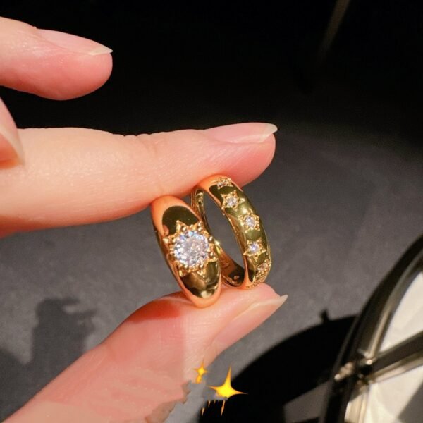 Simple Design Golden Lava Texture Open Ring