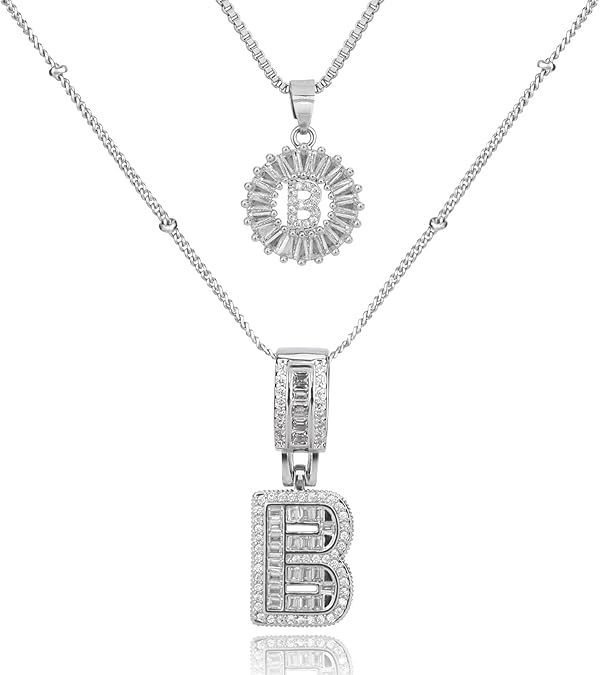 26 English Letters Copper-plated Gold Diamond Pendant Necklace