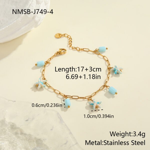 Colorful Starfish Stainless Steel Necklace Non-fading Ocean Style Bracelet