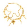Peach Heart Tag Lobster Buckle Bracelet For Women
