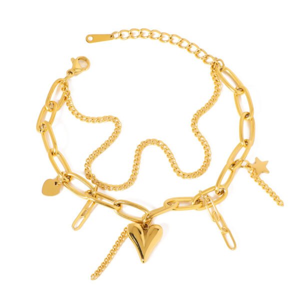 Peach Heart Tag Lobster Buckle Bracelet For Women