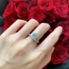 S925 Sterling Silver Zircon Ring Female Micro-inlaid Ring Six-claw Classic