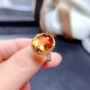 New Natural Citrine Women's Open Ring