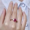 Square Princess Rose Red Diamond Open Ring