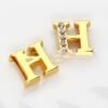8mm Gold Half Diamond Beads English White Diamond Letters