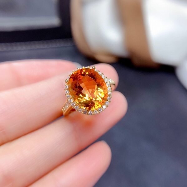 New Natural Citrine Women's Open Ring