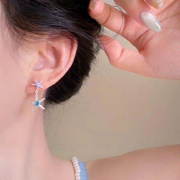 Blue Zircon Starfish Versatile High-end Earrings