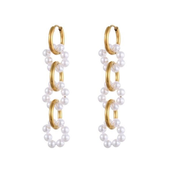 Pearl Earrings Long Tassel Stainless Steel Earrings Design Earrings