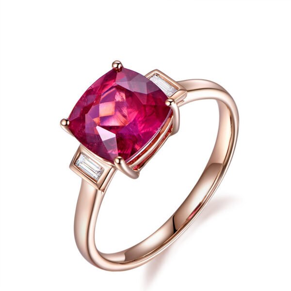 Square Princess Rose Red Diamond Open Ring