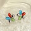 Colorful Opal Flowers Stainless Steel Studs